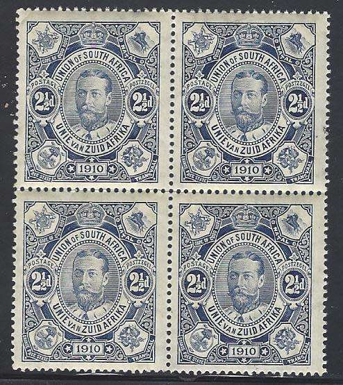 Union 1910 SG 2/SACC 1a Block of 4 fine MNH. See below.