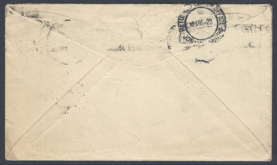 Union postal history: Scarce 1929 cover NEWVILLE & RETURNED LETTER OFFICE (1927 Pretoria 1d).