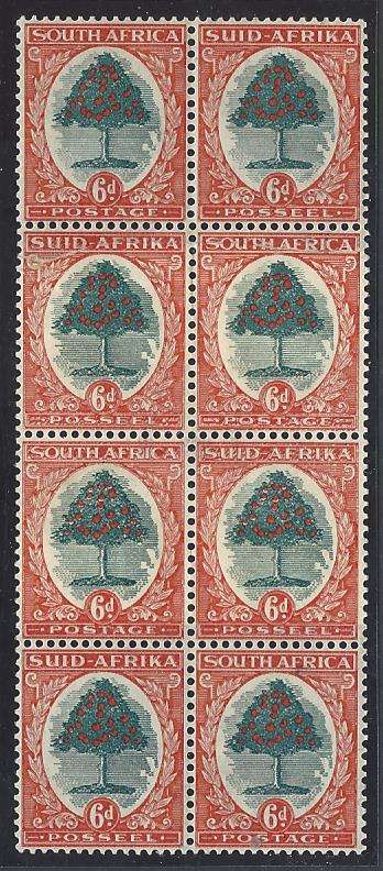 Union 1938 JOINED PAPER Hyphenated 6d block Superb Mint. See below.