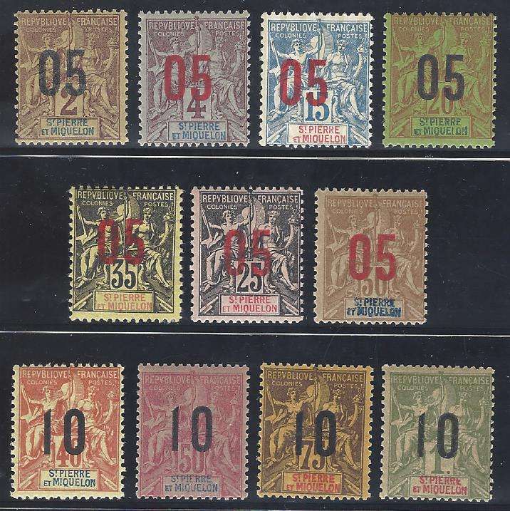 St. Pierre et Miquelon set of 11 superb MNH/very fine mint. SG 9A/106A. See below.
