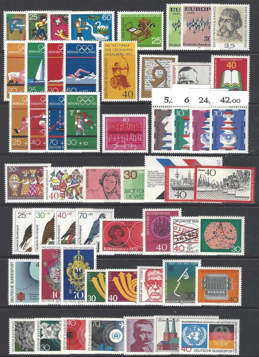 Germany 1972/8 Commemorative issues superb MNH. SG between 1613/1879. CV R 7,360+. See below.