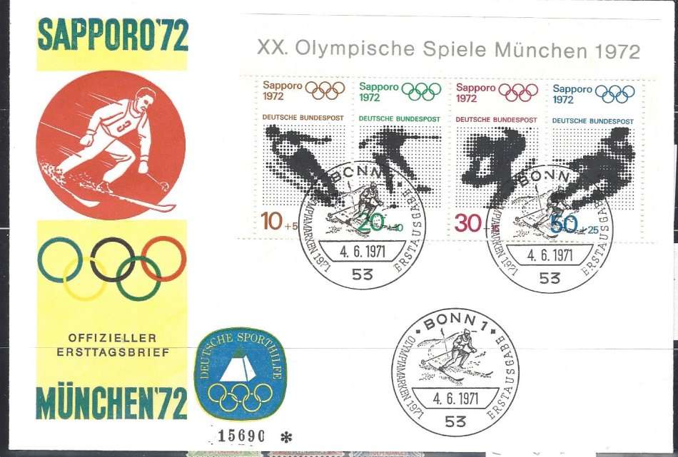 Germany 1972 Munich Games m/sheet on FDC. See below.