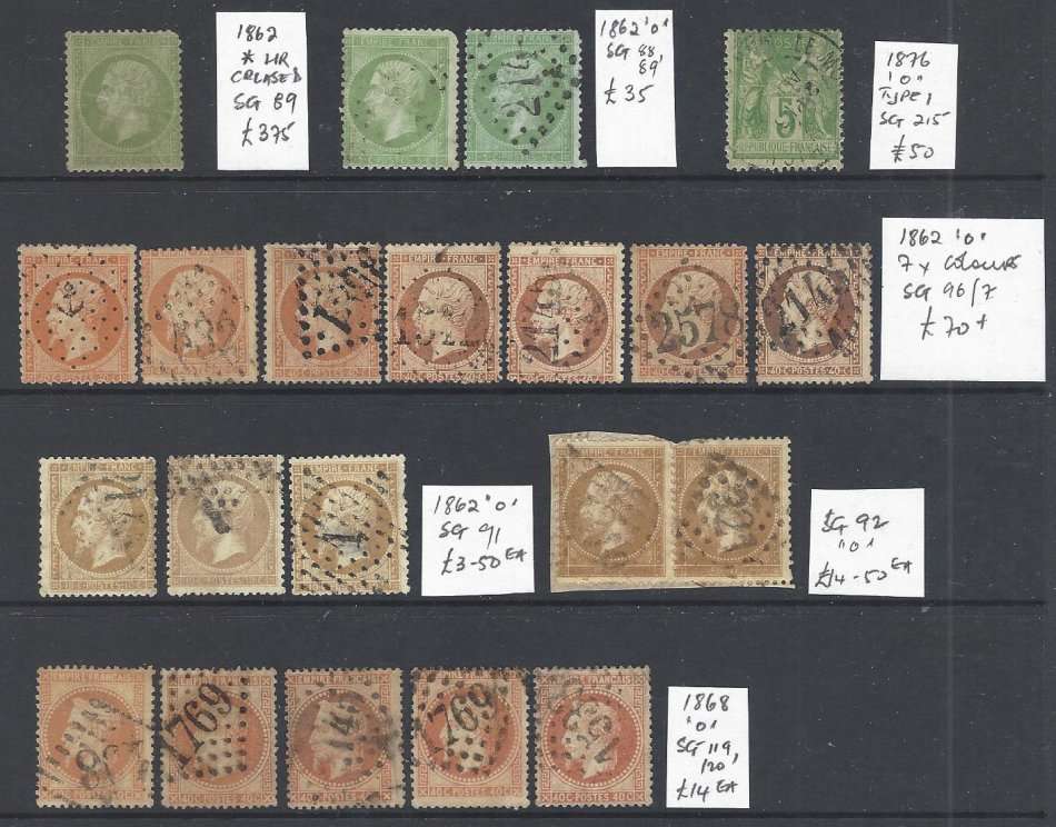 France 1862 valuable assembly Napoleon III heads. CV £ 600+/ R 12,000+. See below.