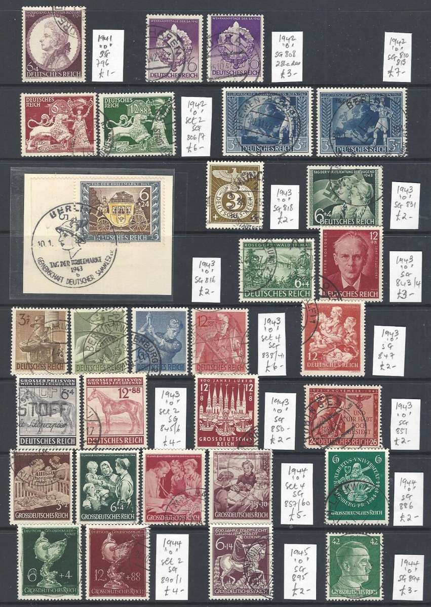 German Reich 1937/44 collection over 2 pages fine used. CV £134/R2680. See below.
