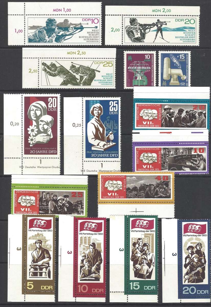 Germany (East) 1967: Eleven sets superb MNH. SG E970/1010, MS 1036. See below.