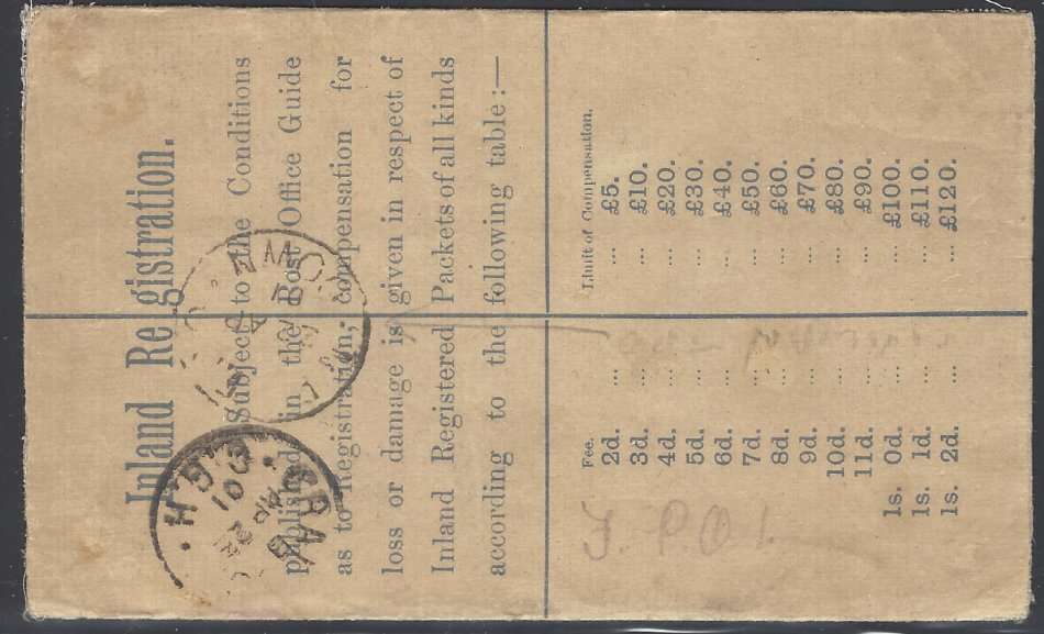 Boer War: 1901 Rare `BR. FIELD P.O.` /`N.E. T.P.O. DOWN`/`CRADOCK` regd. cover. See below.