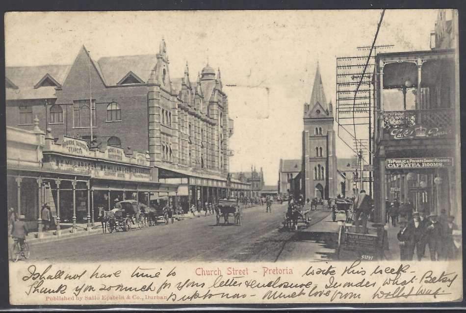 Transvaal: Scarce 1905 historic postcard with "POSTED LATE" Cachet. PRETORIA/ENGLAND.