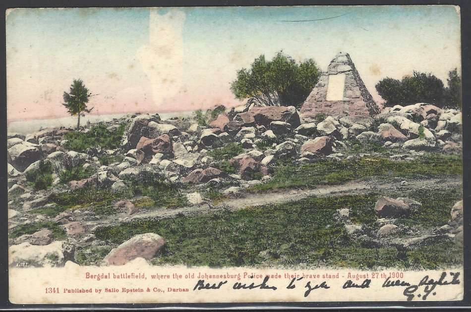 Transvaal: 1906 Bergdal battlefield p/card & POTCHEFSTROOM CANTONMENT cds - "R" Putzel.