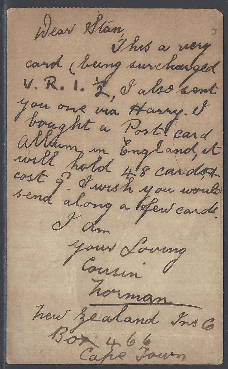 OFS Rare 1902 "V.R.I." Brief Kaart Cape Town/ NORTH SYDNEY, Australia.