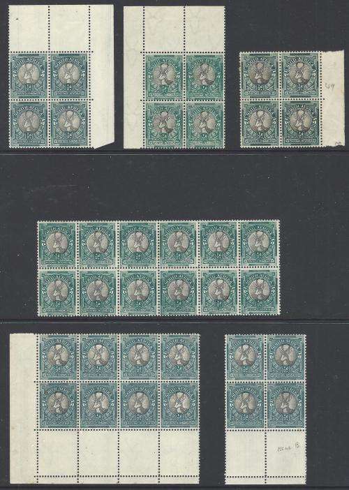 Union: Extensive Springbok Collection of 54 blocks. Varieties aplenty. VFM/MNH/MM. See below.