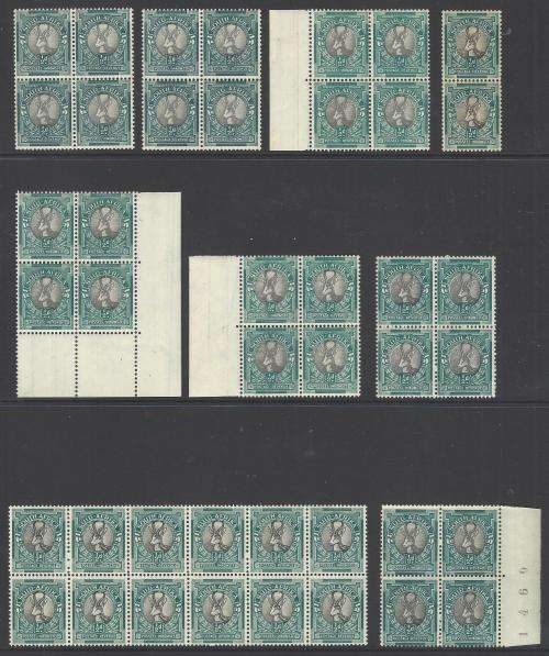 Union: Extensive Springbok Collection of 54 blocks. Varieties aplenty. VFM/MNH/MM. See below.