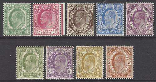 Cape 1902/4 Edward VII set of 9 superb MNH. CV R 8,600. SACC 65/78