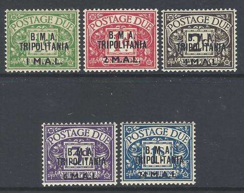 1948 Br. Occupied Italian Colonies: B.M.A. Tripolitania. MNH. CV R 1,220. SG TD1/5. See below.