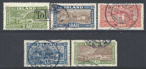 Iceland 1925 used set of 5. SG 151/6. See below.