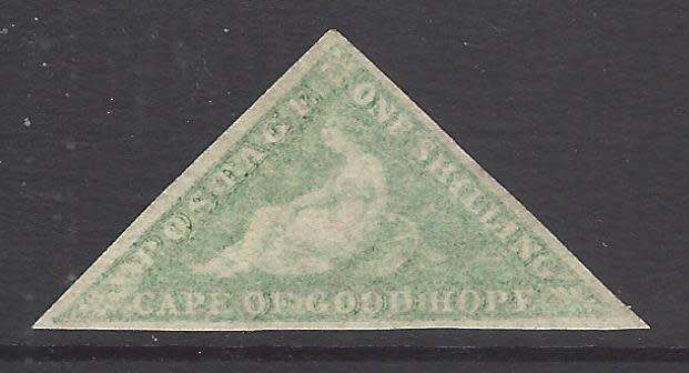 Cape 1864  SACC 17a pale emerald green with good margins. CV R 45,000. MM. See below.