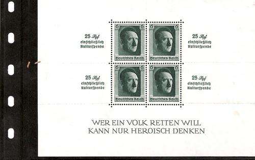 German Reich 1937 Miniature sheet.