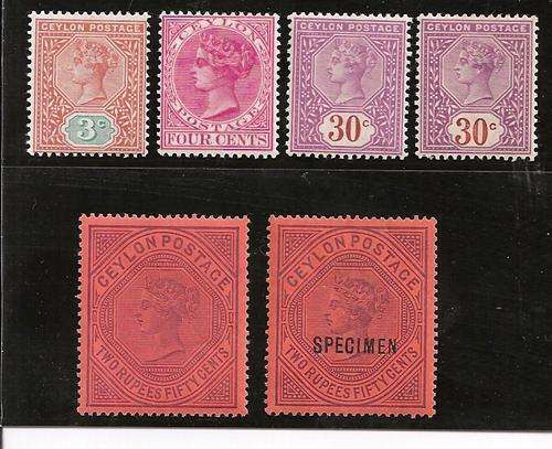 Ceylon 1893-99 set plus top value Specimen