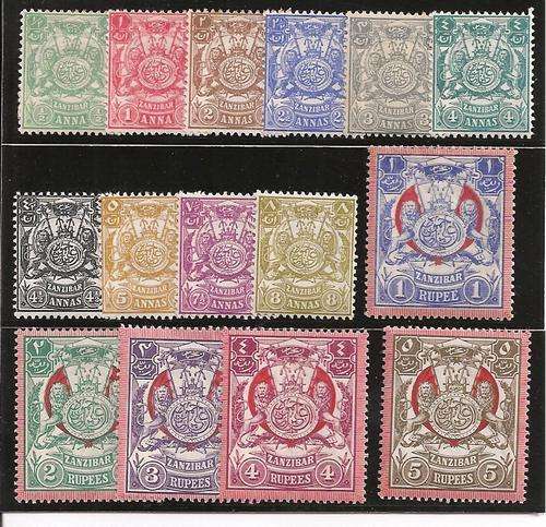 Zanzibar: 1904 set with different background colour.
