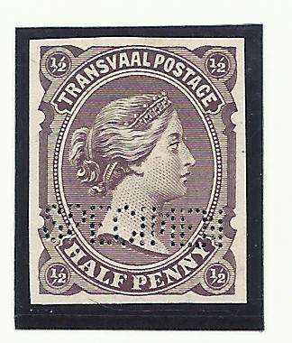 Transvaal 1878-80 issue Bourne Head Plate Proof