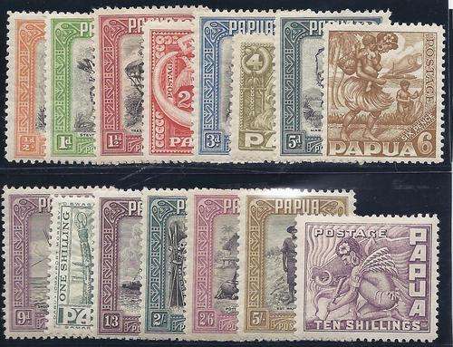Papua New Guinea - 1932/40 set of 15 to 10s  fine mint. SG 130/144 CV GBP 295 - see below.