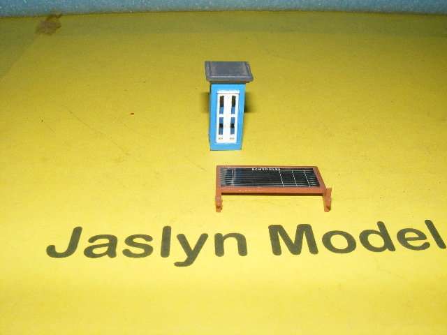 HO Telephone Booth and sign.