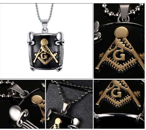Stainless Steel Free Mason Pendant with Ball Style Necklace