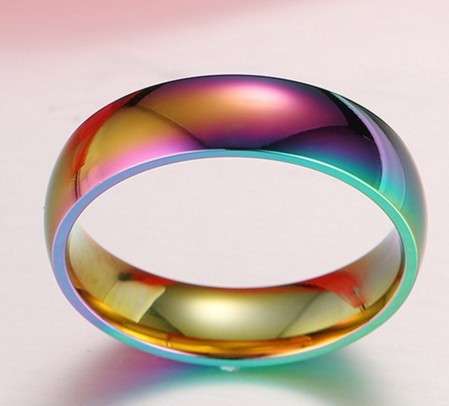 LGBT RANGE Rainbow Titanium Steel Wedding Band- Size 10