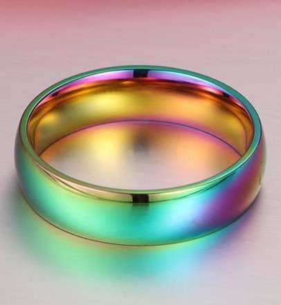 LGBT RANGE Rainbow Titanium Steel Wedding Band- Size 10