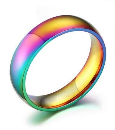 LGBT RANGE Rainbow Titanium Steel Wedding Band- Size 10