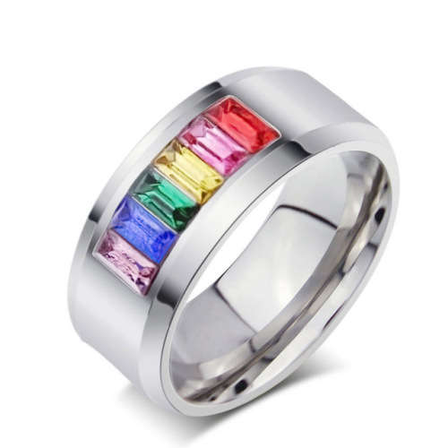 Rainbow Crystal Stainless Steel Band- Size 8 / 11