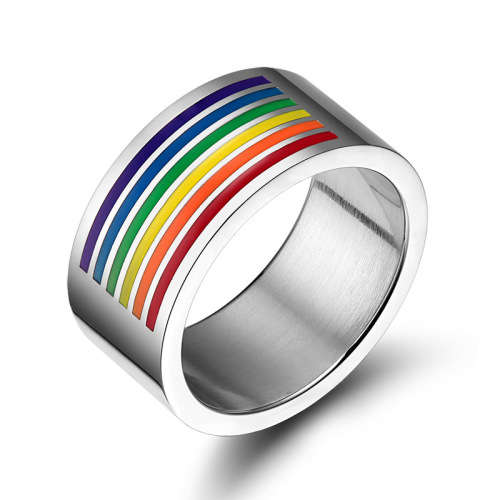 LGBT RANGE Titanium Steel Rainbow Wedding Band- Size 8/11