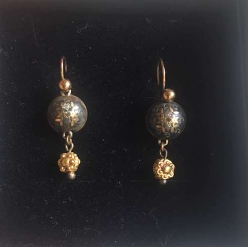 Antique Piquet drop earrings, gold and silver
