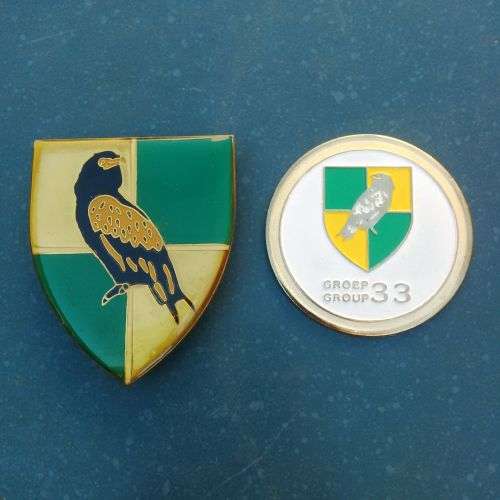 SADF Group 33 shoulder flash with service coin