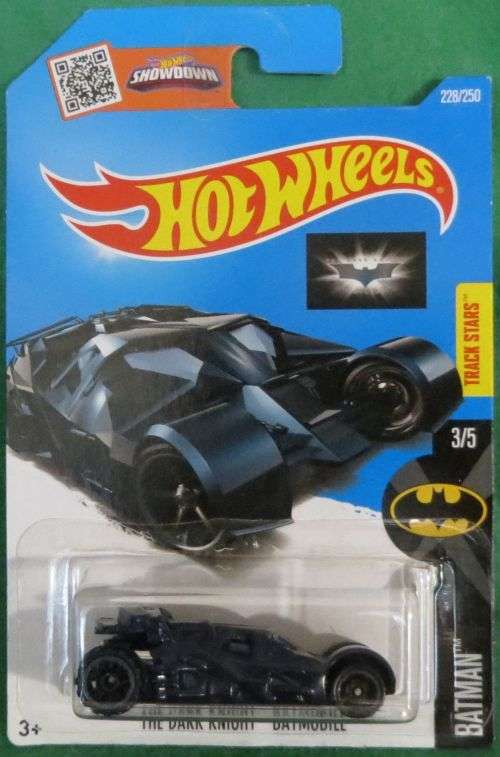 **THE DARK KNIGHT - BATMOBILE**DC COMICS**HOTWHEELS - ON LONG CARD**NEW SEALED**