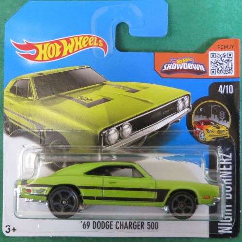 **1969 DODGE CHARGER 500**LIME GREEN**HOTWHEELS**NEW SEALED**