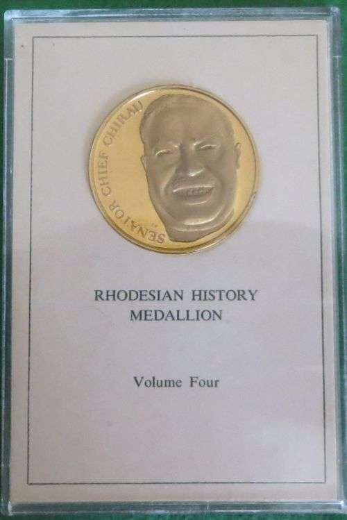 **RHODESIAN HISTORY MEDALLION**SENATOR CHIEF CHIRAU**VOL. 4**SOLID BRONZE**LIMITED EDITION**
