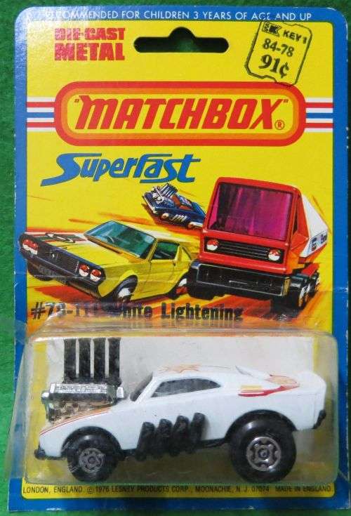 **MATCHBOX SF #78**NRIII**WHITE LIGHTNING**CARDED 1976**MADE IN ENGLAND**