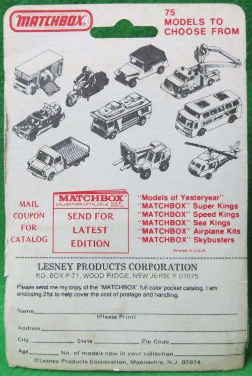 **MATCHBOX #28**LINCOLN CONTINENTAL**CARDED 1976**MADE IN ENGLAND**
