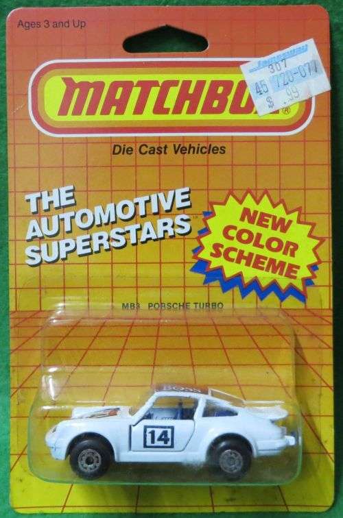 **MATCHBOX #3**PORSCHE TURBO**CARDED 1986**MADE IN MACAU**DOORS OPENS**