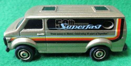 **MATCHBOX SF**50TH ANNIVERSARY**CHEVY VAN**"FROM LESNEY TO MATTEL"**MADE IN THAILAND**SCALE 1/74**