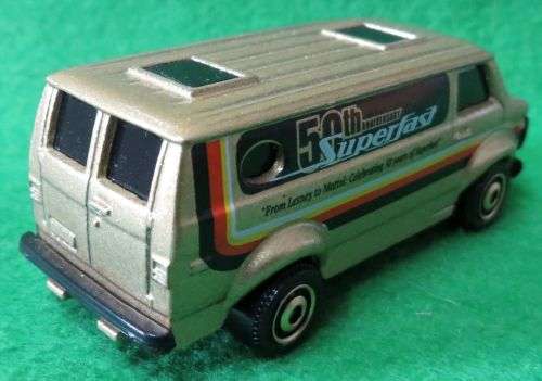 **MATCHBOX SF**50TH ANNIVERSARY**CHEVY VAN**"FROM LESNEY TO MATTEL"**MADE IN THAILAND**SCALE 1/74**
