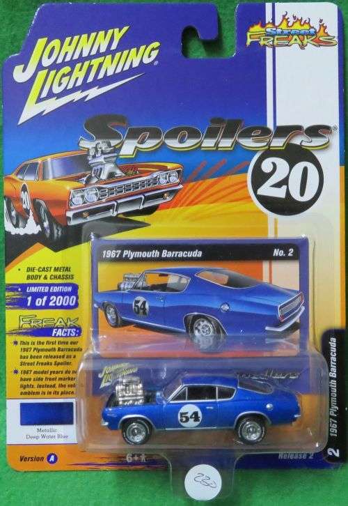 **JOHNNY LIGHTNING**PLYMOUTH BARRACUDA**SPOILERS**LIMITED EDITION 1/2000**SEALED PACK**