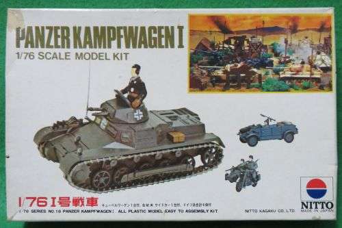 **NITTO**MODEL KIT**3 IN 1**PANZER KAMPFWAGEN 1 & JEEP & BMW BIKE WITH SIDECAR**VINTAGE**1/76**