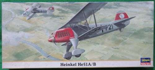 **HASEGAWA**MODEL KIT**HEINKEL HE51A/B**1/72**VINTAGE**MODEL LENGTH +-12CM**