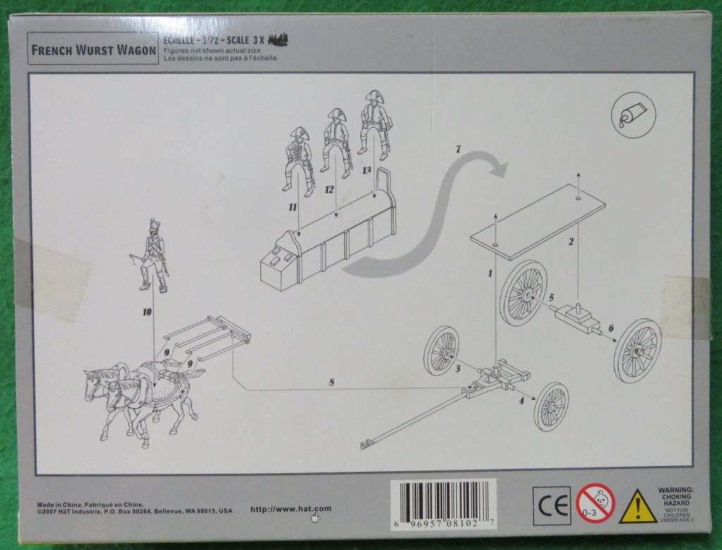 **HAT**MODEL KIT**3 X SETS - FRENCH WURST WAGON**VINTAGE**1/72**