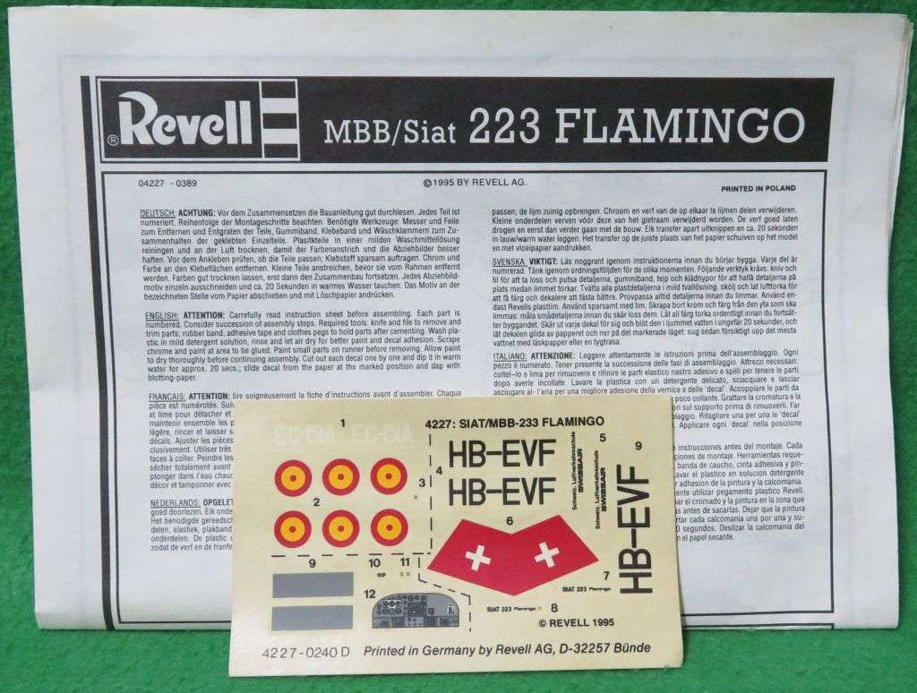 **REVELL**MODEL KIT**MBB/SIAT 223 FLAMINGO**VINTAGE**1/48**LENGTH +-15.2CM**
