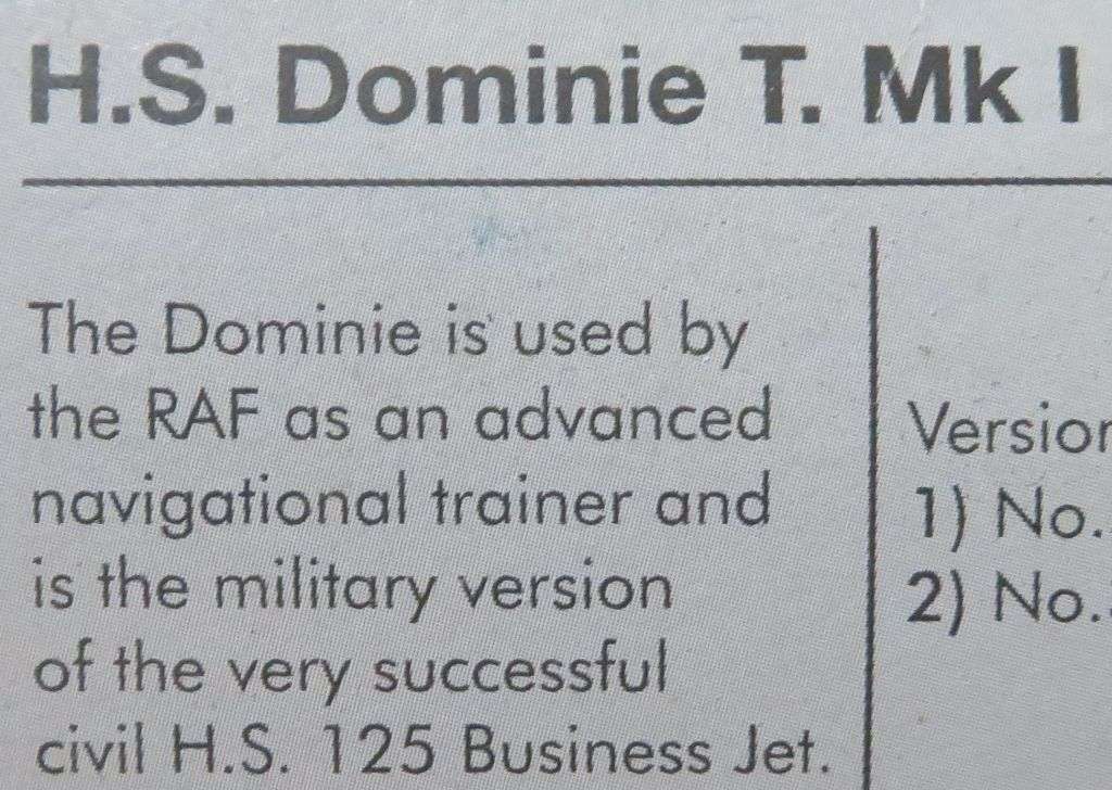 **AIRFIX**MODEL KIT**H.S. DOMINIE T. Mk I**VINTAGE**1/72**LENGTH +- 20CM**