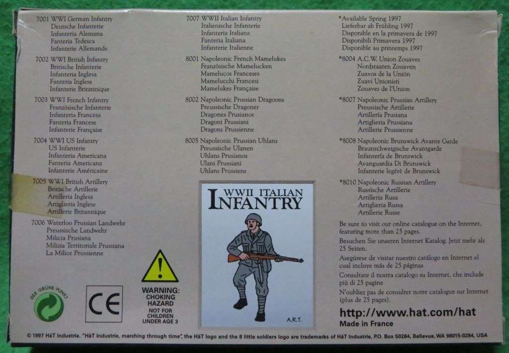 **HAT**MODEL KIT**WWI ITALIAN INFANTRY - 48 PIECES**1/72**VINTAGE**