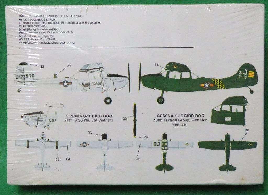 **AIRFIX**MODEL KIT**BIRD DOG 0-1E/F**1/72**VINTAGE**LENGTH +-10.7CM**