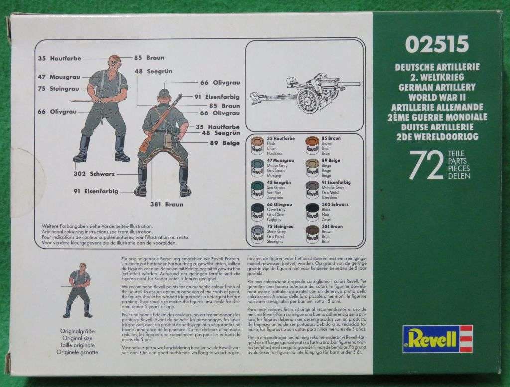 **REVELL**MODEL KIT**WWII GERMAN ARTILLERY FIGURES (72 PARTS)**1/72**VINTAGE**